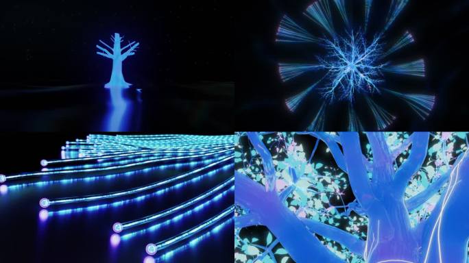 科技光线粒子树  AI 大数据_视频素材