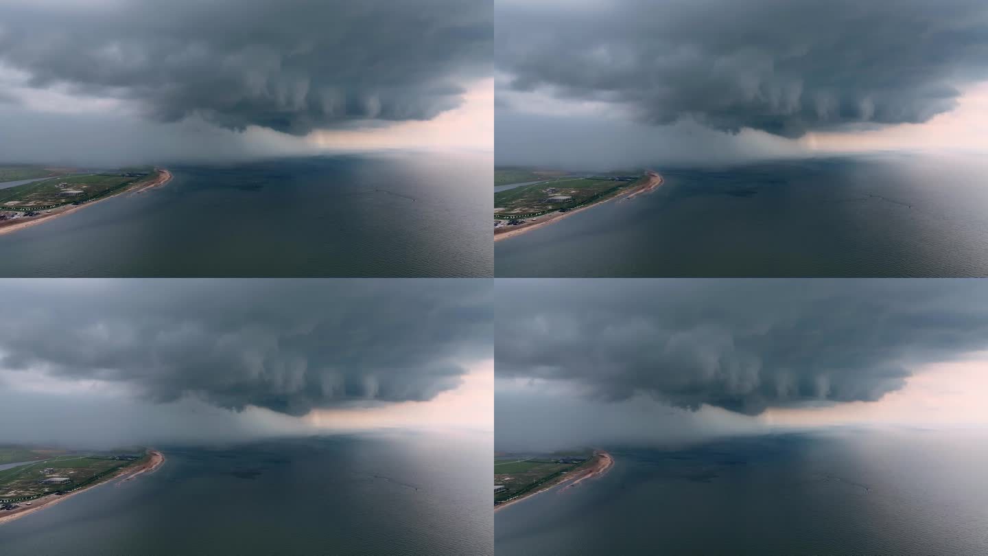 海边云层低垂云团阴天