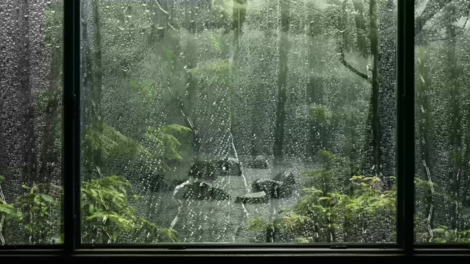 8k窗外下雨