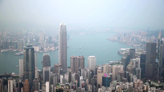 香港维多利亚港两岸城市建筑风光