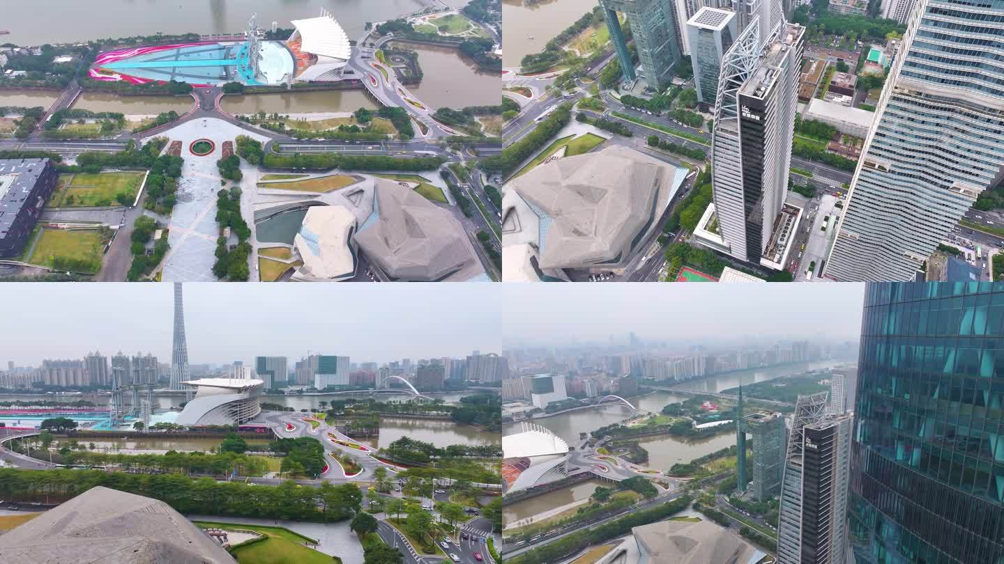 广州花城广场天河体育中心亚运会场馆航拍珠