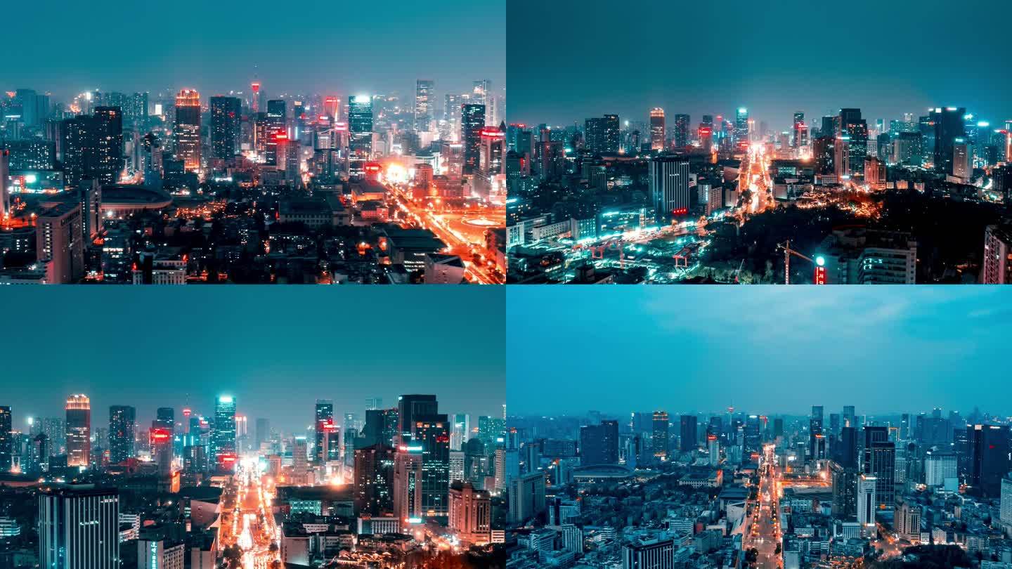成都锦江区夜景天际线地标建筑夜景航拍合集