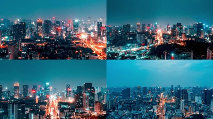 成都锦江区夜景天际线地标建筑夜景航拍合集
