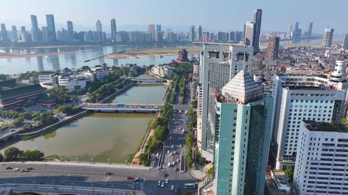 江西南昌航拍街道街景东湖区城市风景风光素