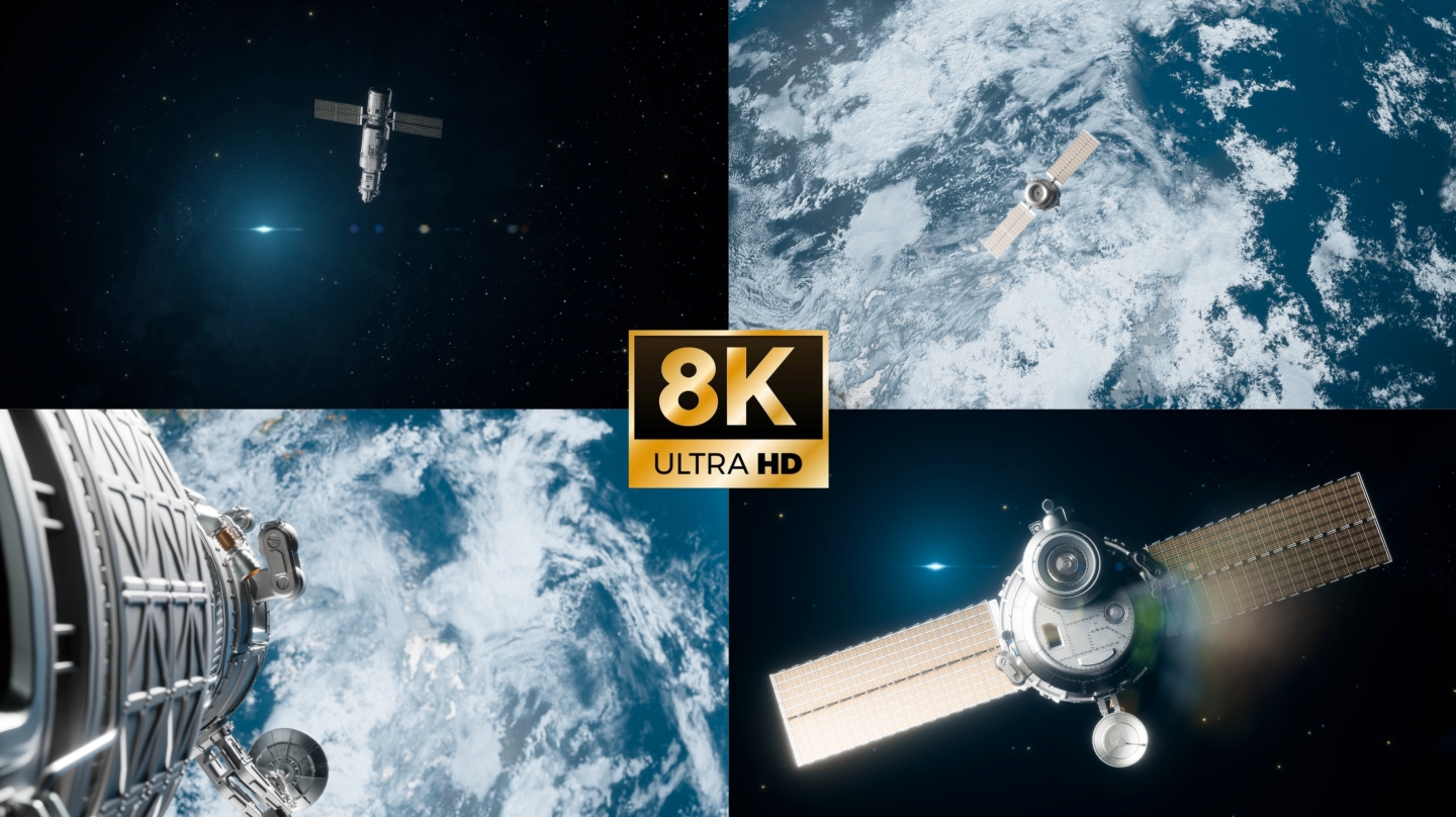 卫星穿梭宇宙地球科技数据通信5G导航定位