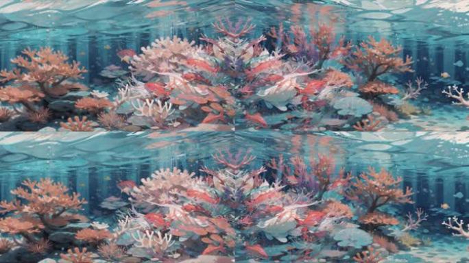 海底世界 手绘风 彩色 绚丽多彩的 水母
