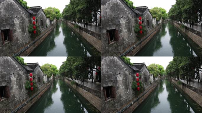 清晨春雨谷雨江南水乡古街 苏州平江路