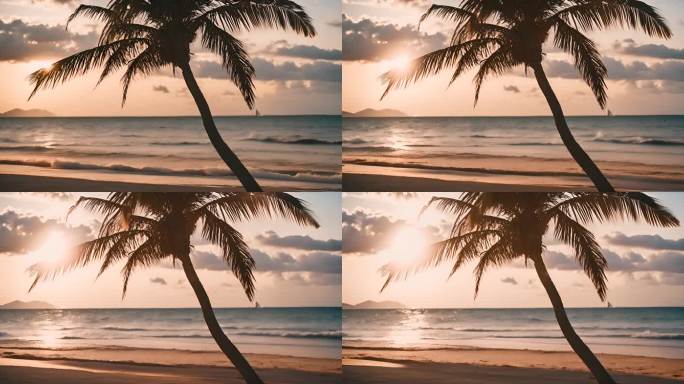 棕榈树热带风天堂日落