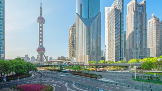 上海陆家嘴金融城现代城市东方明珠延时