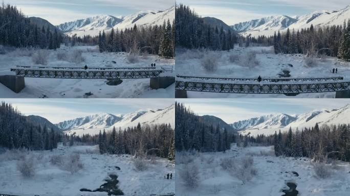 新疆阿勒泰禾木冬季航拍风光