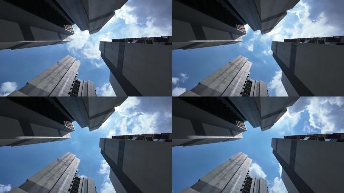 仰拍蓝天白云：建筑视角下的天空延时摄影