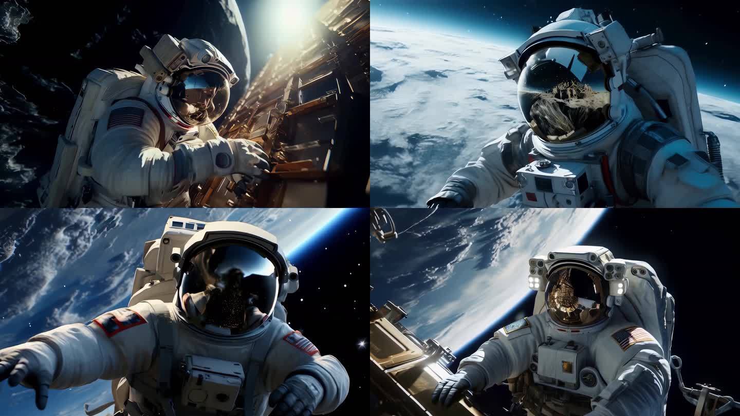 宇航员在太空高清4K视频素材