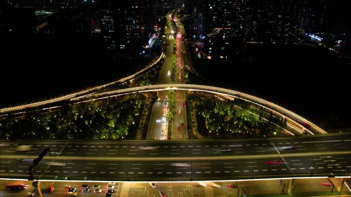 杭州萧山区市心路互通立交桥高架桥夜景延时