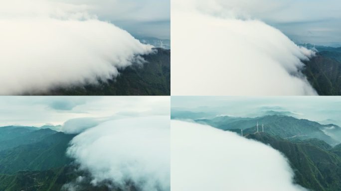 航拍安徽桐城大别山大徽尖风电长廊4k