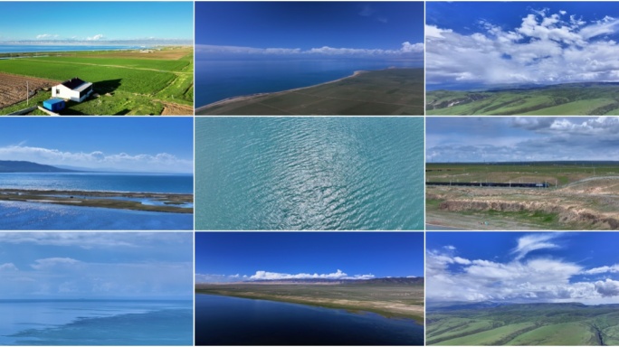 青海湖航拍青海湖壮丽风景 高原湖泊