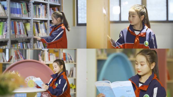 升格 可爱小女孩在图书馆课外阅读