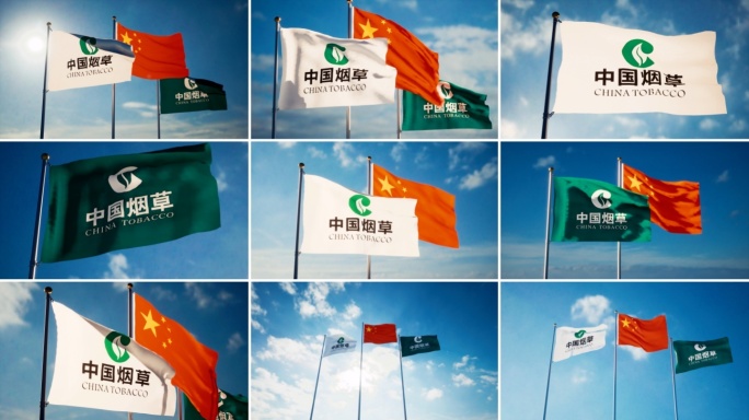中国烟草旗帜飘扬中国烟草旗子烟草logo