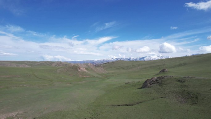 飞上云端，雪山，草地