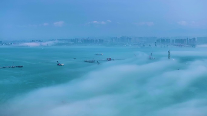 平流雾下的厦门第三东通道4K航拍