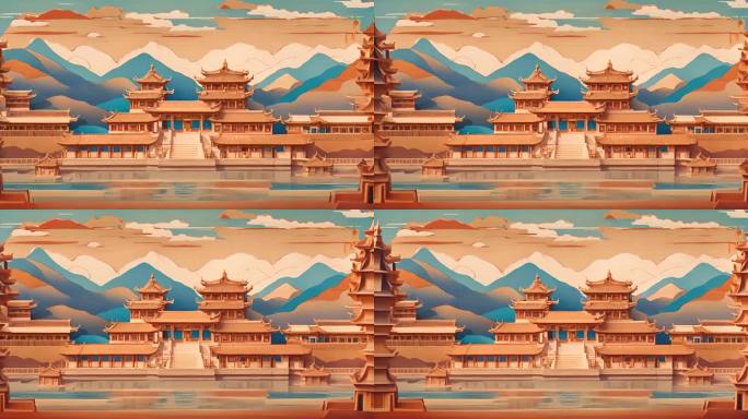 中式建筑背景视频素材