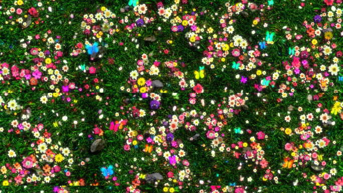 8k宽屏唯美草地花朵投影