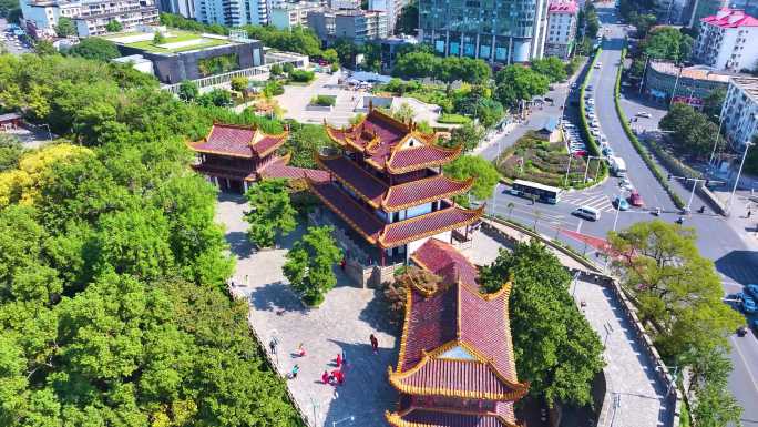 湖南长沙天心区天心阁景区航拍城市风景风光