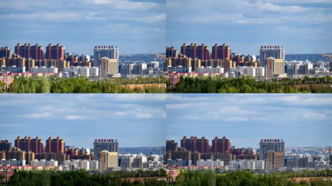 陕西省榆林市第一医院远眺延时摄影蓝天白云