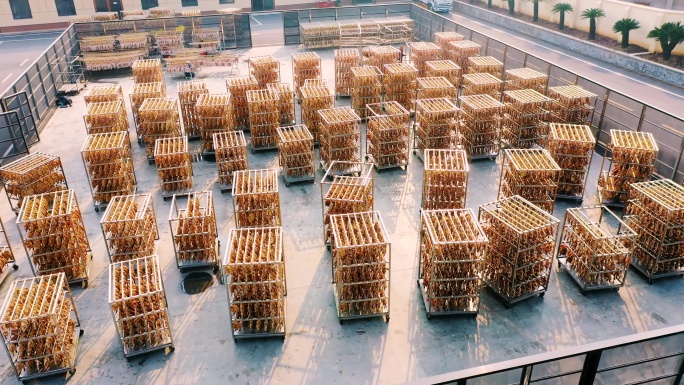 风干鸡腊香鸡晾晒风干生产基地素材