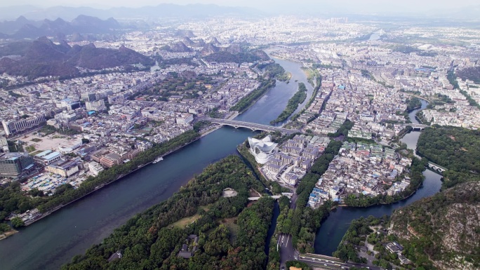 广西桂林七星区穿山景区航拍4K