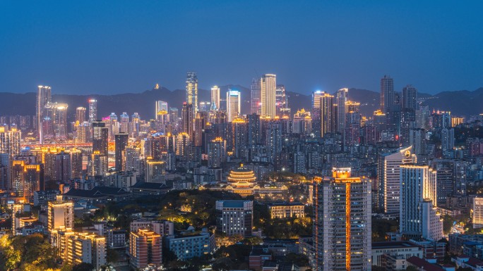 重庆渝中大礼堂远景日转夜