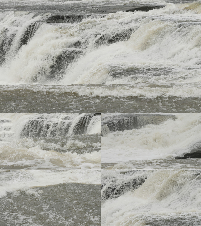 瀑布河流江水升格慢镜头