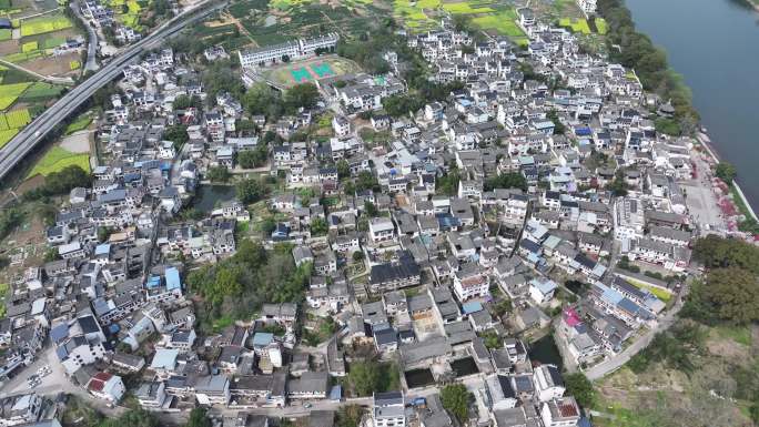 航拍安徽黄山歙县雄村，皖南古村落