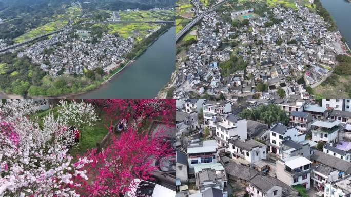 航拍安徽黄山歙县雄村，皖南古村落