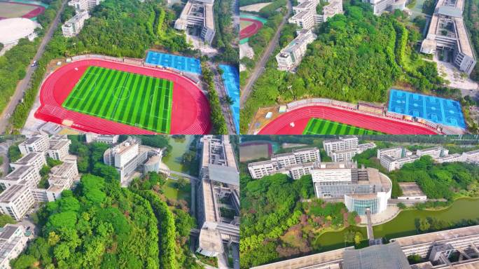 广东药科大学广州校区航拍大学城校园风景风