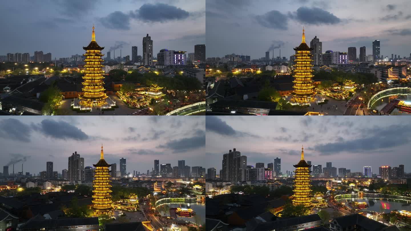 江苏淮安：夜色里运河风景如画