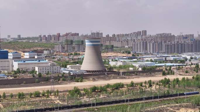 陕西榆林城市街景沙河滨河公园房地产游乐园