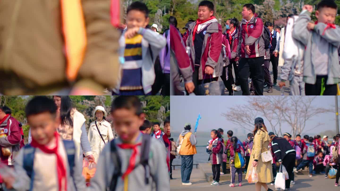 小学生秋游春游活动视频素材
