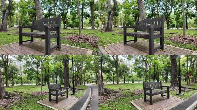 自然之美：公园里的木头长椅