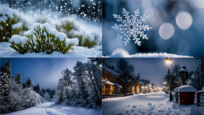 雪花雪景下雪唯美雪花