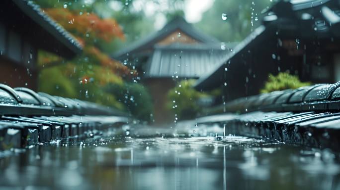 苏州园林的雨天
