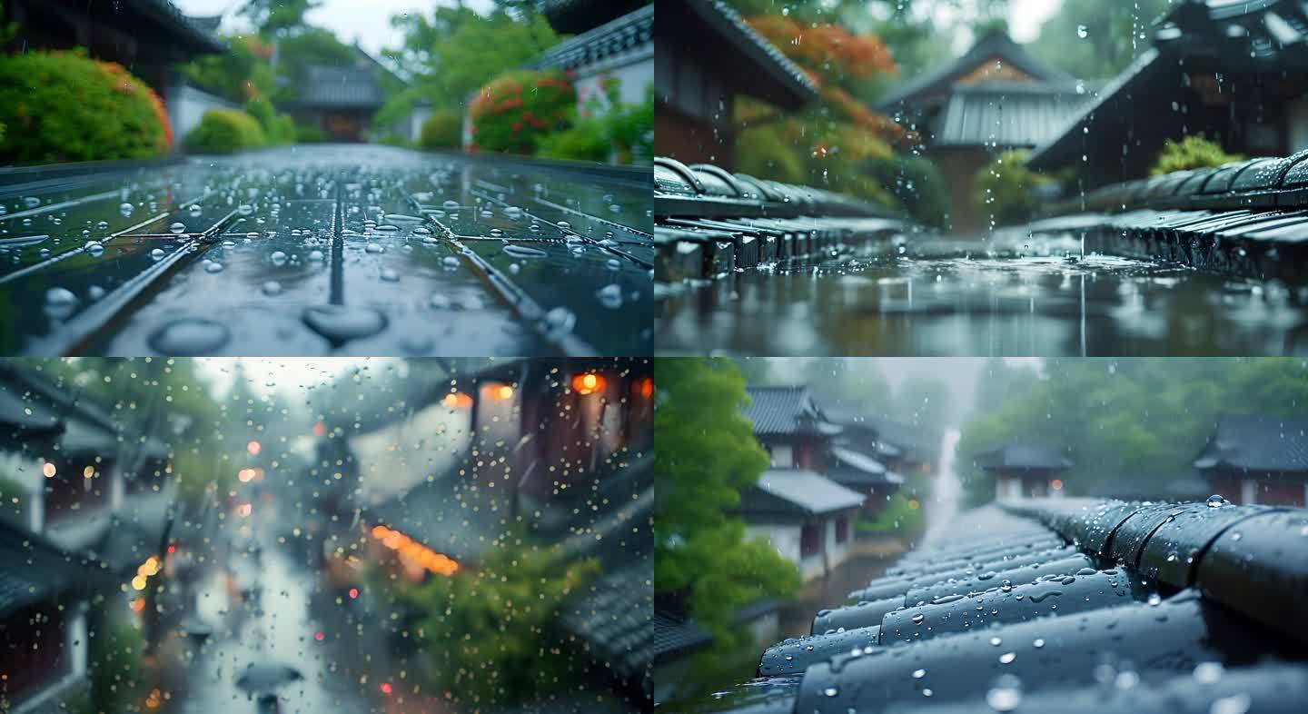 苏州园林的雨天