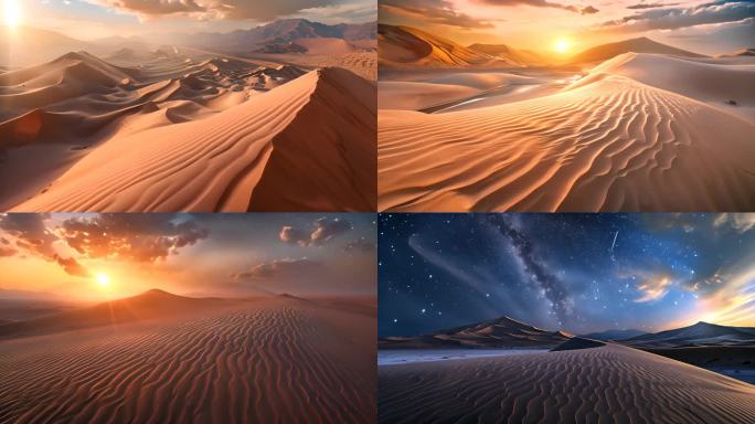 沙漠日落星辰