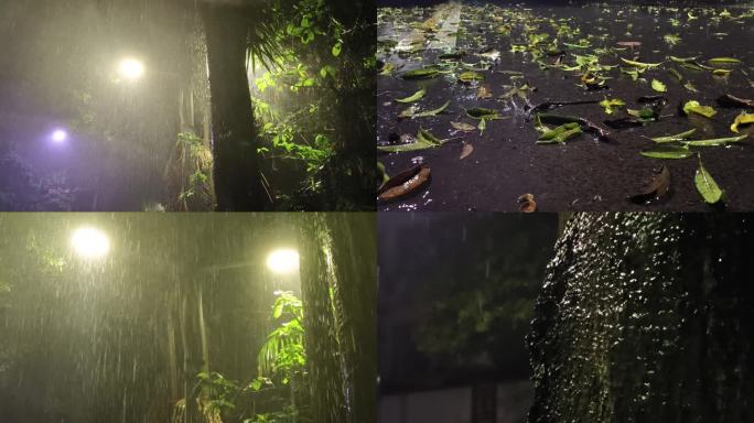 逆光雨点 夏天夜春雨 暴雨大雨 仰拍下雨