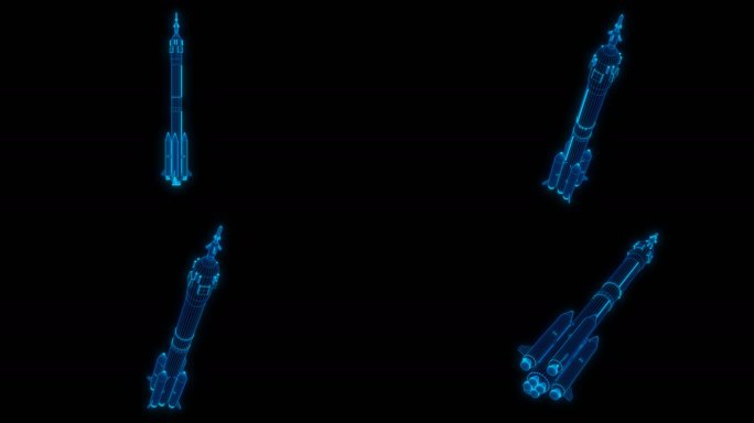 蓝色科技全息运载火箭视频带透明通道
