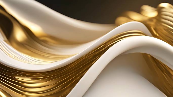白金鎏金淡雅质感金色抽象波浪曲线缓动背景