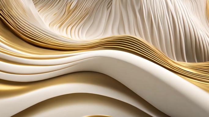 白金鎏金淡雅波浪曲线缓动背景质感金色抽象