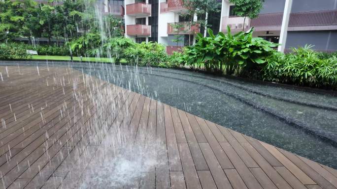 狂风暴雨下的特写慢镜头高清景观