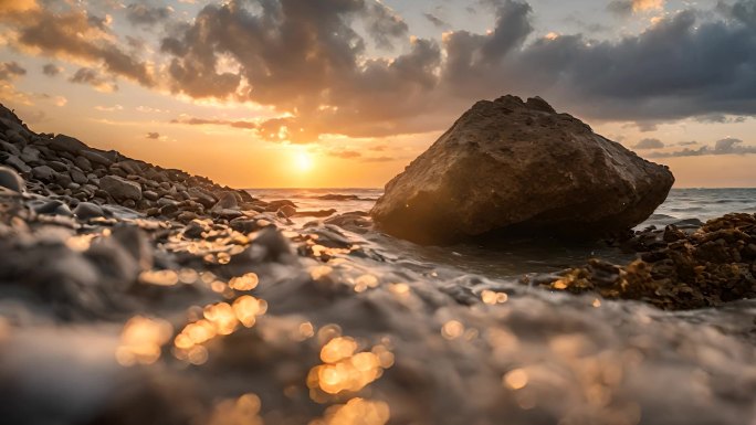 夕阳下的金色海滩