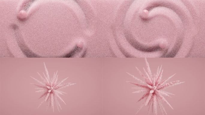球体吸引粉尘爆炸三维抽象概念镜头