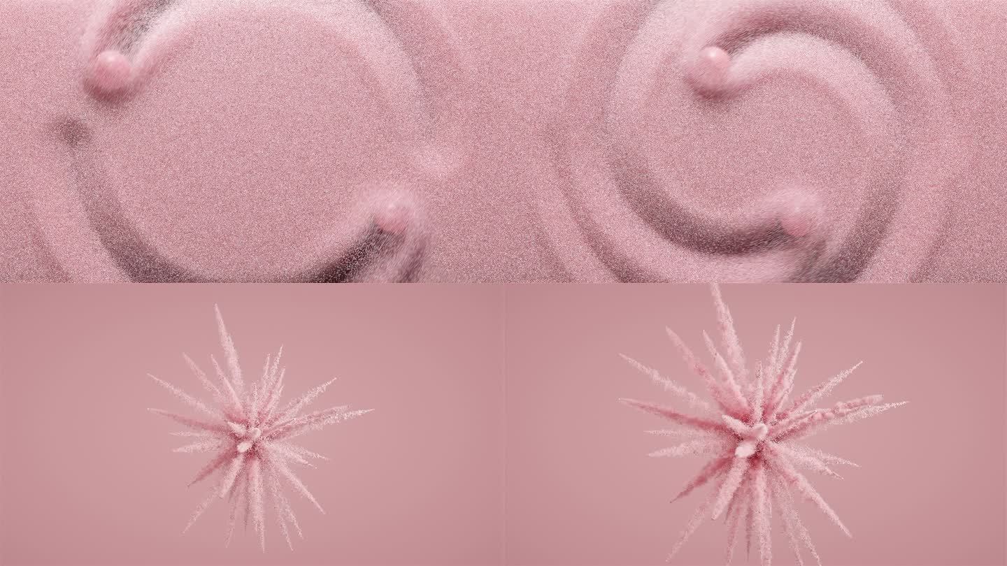 球体吸引粉尘爆炸三维抽象概念镜头